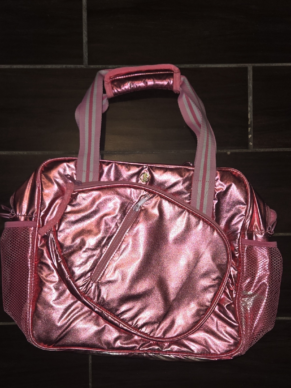 Simply Southern Metallic Pink Pickleball Travel Tote NWOT - Picture 7 of 7